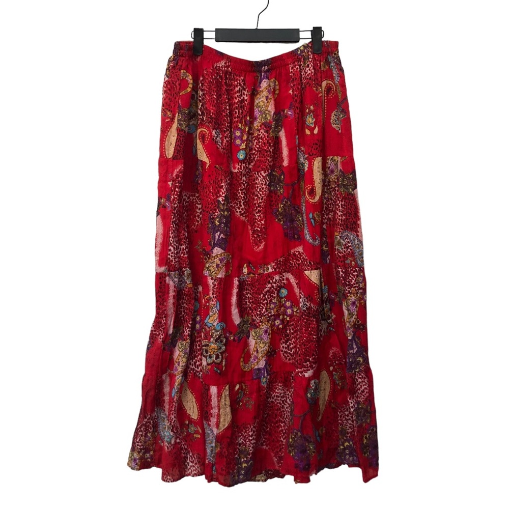Bobbie Brooks Red Paisley Print Maxi Skirt size 1X - Picture 8 of 9